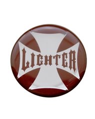 (BULK) ALUMINUM GLOSSY MALTESE CROSS "LIGHTER" STICKER - RED