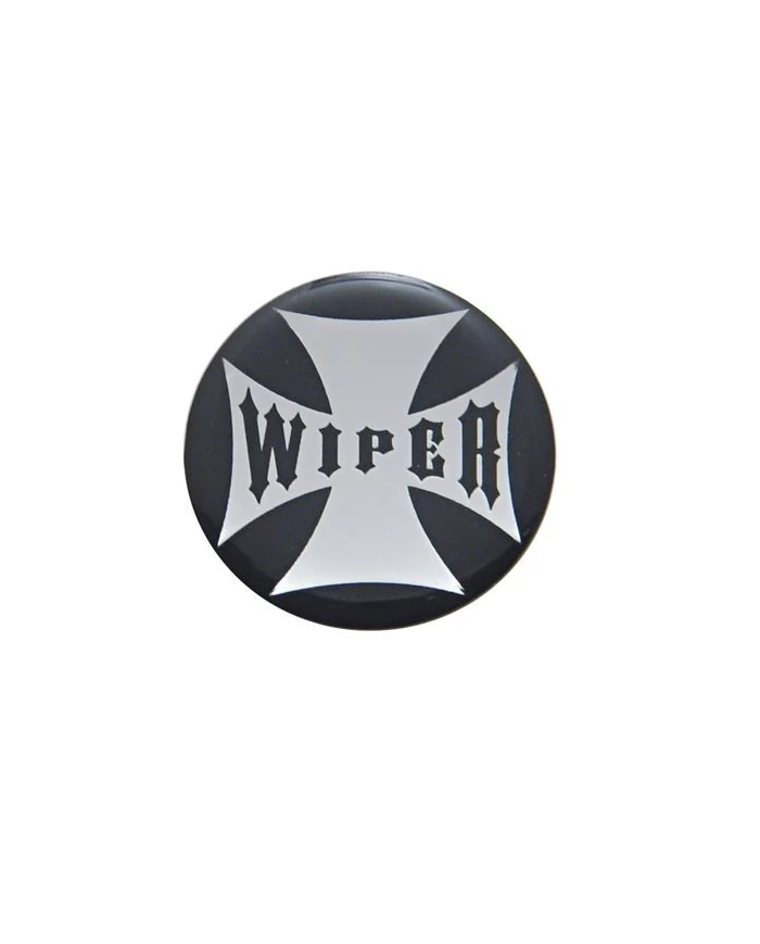 (BULK) GLOSSY MALTESE CROSS "WIPER" STICKER - BLACK