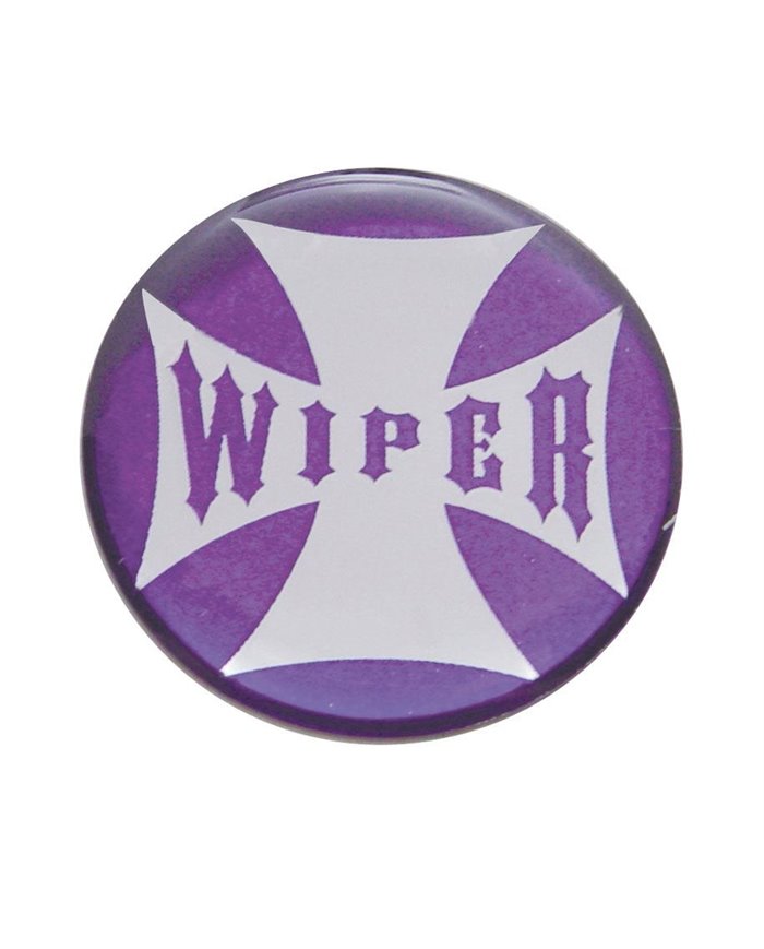 (BULK) GLOSSY MALTESE CROSS "WIPER" STICKER - PURPLE