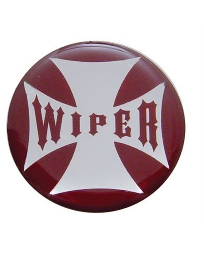 (BULK) GLOSSY MALTESE CROSS "WIPER" STICKER - RED