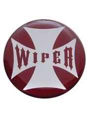 (BULK) GLOSSY MALTESE CROSS "WIPER" STICKER - RED