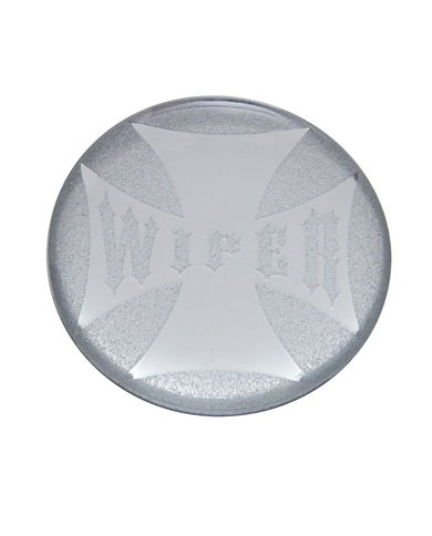(BULK) GLOSSY MALTESE CROSS "WIPER" STICKER - SILVER (BULK) GLOSSY MALTESE CROSS "WIPER" STICKER - SILVER