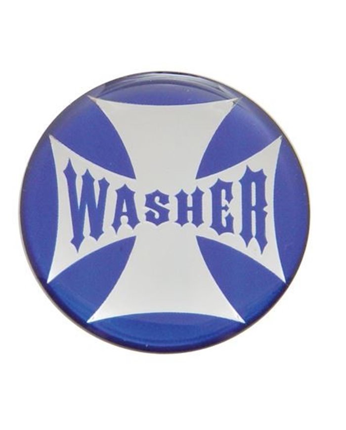 (BULK) GLOSSY MALTESE CROSS "WASHER" STICKER - BLUE