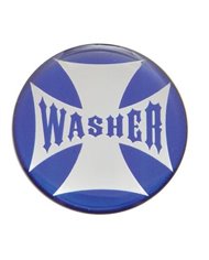 (BULK) GLOSSY MALTESE CROSS "WASHER" STICKER - BLUE