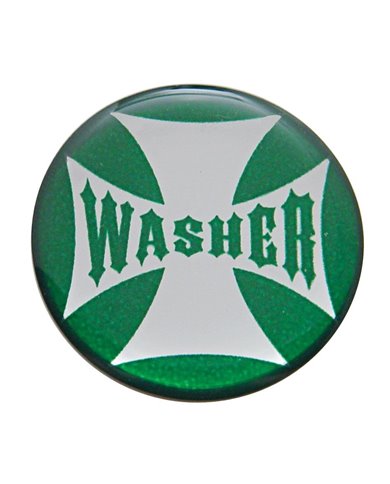 (BULK) GLOSSY MALTESE CROSS "WASHER" STICKER - GREEN (BULK) GLOSSY MALTESE CROSS "WASHER" STICKER - GREEN