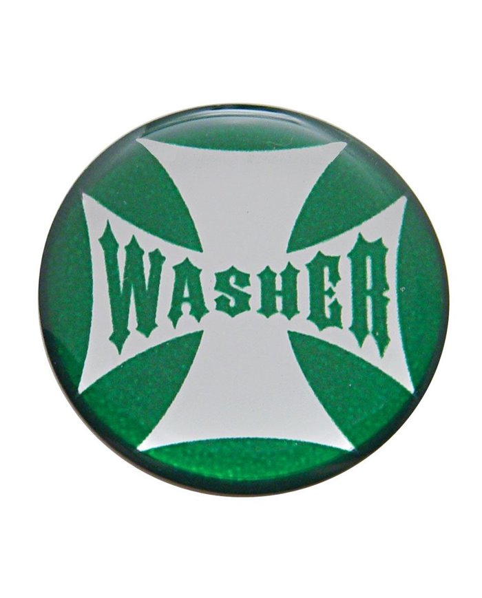 (BULK) GLOSSY MALTESE CROSS "WASHER" STICKER - GREEN