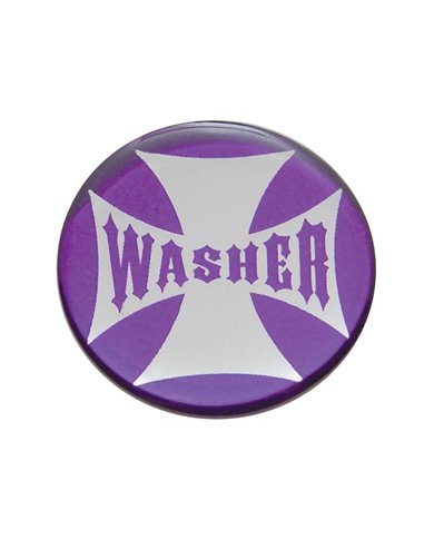 (BULK) GLOSSY MALTESE CROSS "WASHER" STICKER - PURPLE (BULK) GLOSSY MALTESE CROSS "WASHER" STICKER - PURPLE