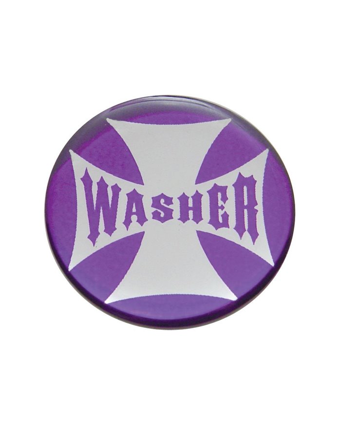 (BULK) GLOSSY MALTESE CROSS "WASHER" STICKER - PURPLE