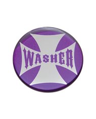 (BULK) GLOSSY MALTESE CROSS "WASHER" STICKER - PURPLE