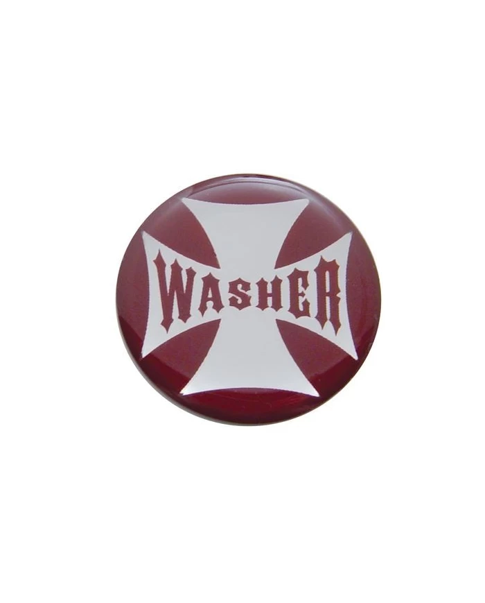 (BULK) GLOSSY MALTESE CROSS "WASHER" STICKER - RED