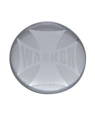 (BULK) GLOSSY MALTESE CROSS "WASHER" STICKER - SILVER
