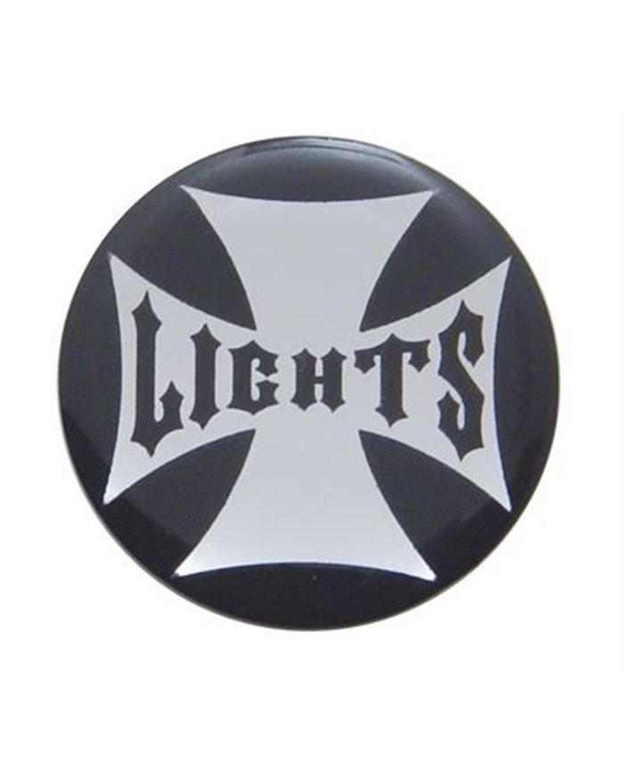 (BULK) GLOSSY MALTESE CROSS "PANEL LIGHTS" STICKER - BLACK
