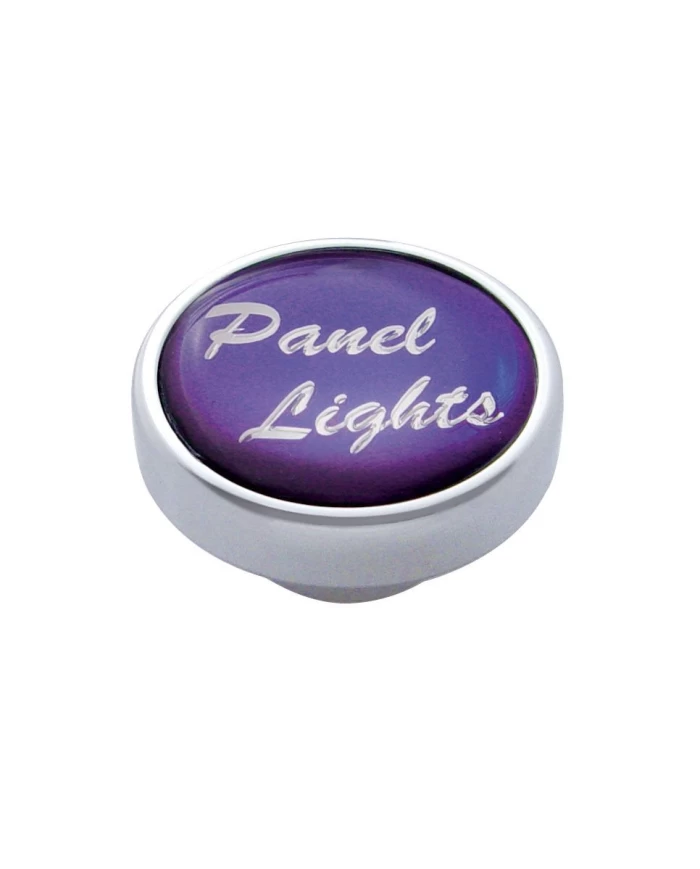 (CARD) CHROME DASH KNOB W/ GLOSSY "PANEL LIGHTS" STICKER - PURPLE