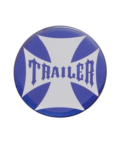 (BULK) GLOSSY MALTESE CROSS "TRAILER" STICKER - BLUE (BULK) GLOSSY MALTESE CROSS "TRAILER" STICKER - BLUE