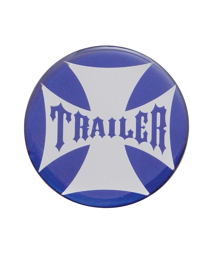 (BULK) GLOSSY MALTESE CROSS "TRAILER" STICKER - BLUE