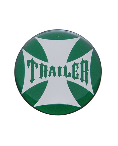 (BULK) GLOSSY MALTESE CROSS "TRAILER" STICKER - GREEN (BULK) GLOSSY MALTESE CROSS "TRAILER" STICKER - GREEN