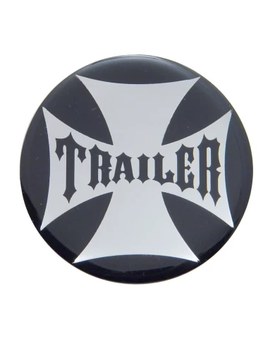 (BULK) GLOSSY MALTESE CROSS "TRAILER" STICKER - BLACK (BULK) GLOSSY MALTESE CROSS "TRAILER" STICKER - BLACK