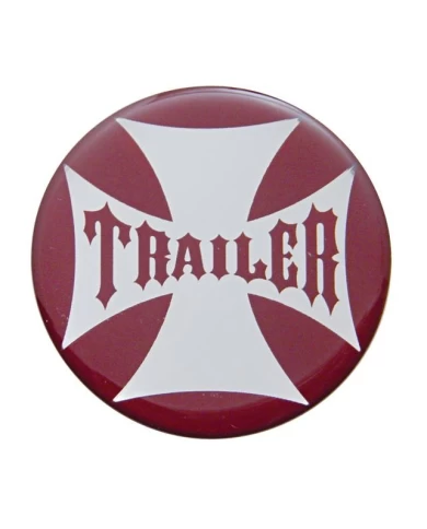 (BULK) GLOSSY MALTESE CROSS "TRAILER" STICKER - RED (BULK) GLOSSY MALTESE CROSS "TRAILER" STICKER - RED
