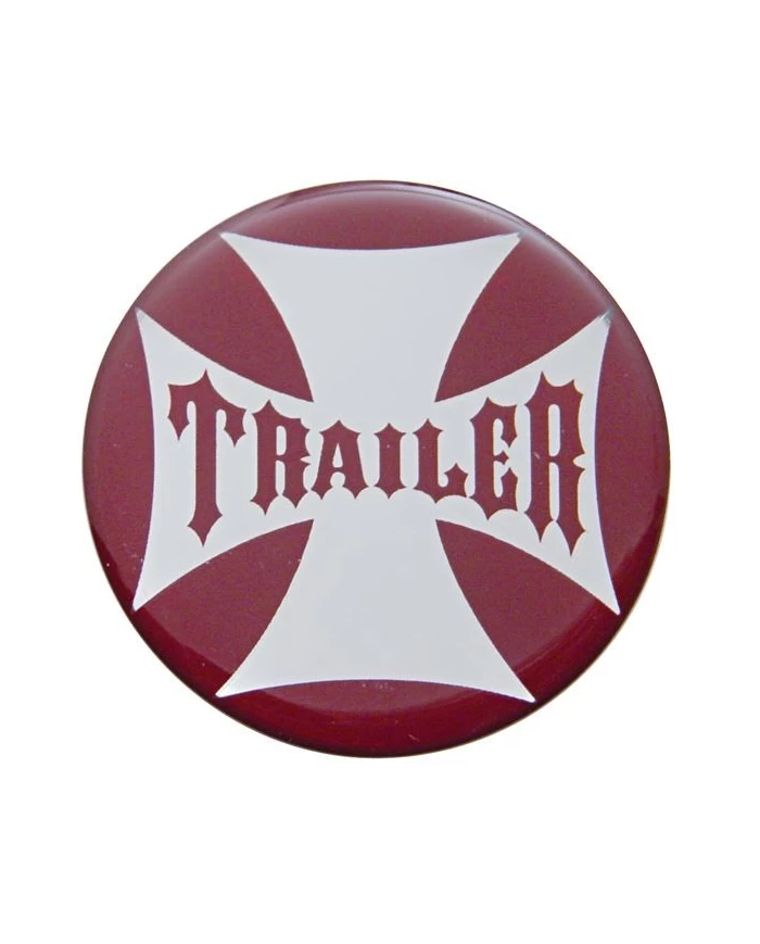 (BULK) GLOSSY MALTESE CROSS "TRAILER" STICKER - RED