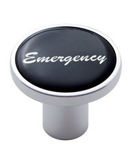 (CARD) CHROME AIR VALVE KNOB W/ GLOSSY "EMERGENCY" STICKER - BLACK