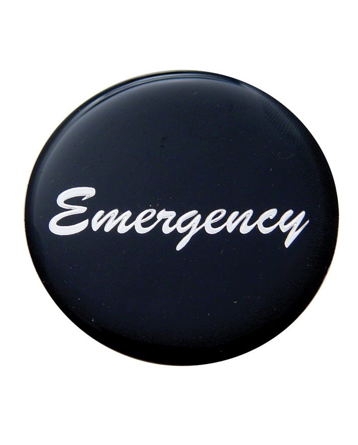(BULK) GLOSSY "EMERGENCY" STICKER - BLACK