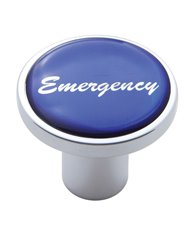 (CARD) CHROME AIR VALVE KNOB W/ GLOSSY "EMERGENCY" STICKER - BLUE