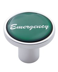 (CARD) CHROME AIR VALVE KNOB W/ GLOSSY "EMERGENCY" STICKER - GREEN