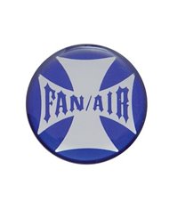 (BULK) GLOSSY MALTESE CROSS "FAN/AIR" STICKER - BLUE (BULK) GLOSSY MALTESE CROSS "FAN/AIR" STICKER - BLUE