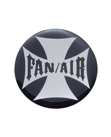 (BULK) GLOSSY MALTESE CROSS "FAN/AIR" STICKER - BLACK (BULK) GLOSSY MALTESE CROSS "FAN/AIR" STICKER - BLACK