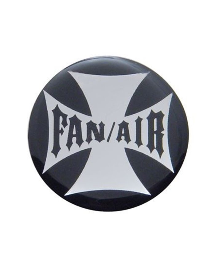 (BULK) GLOSSY MALTESE CROSS "FAN/AIR" STICKER - BLACK