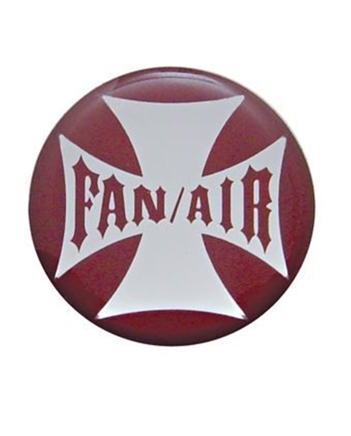 (BULK) GLOSSY MALTESE CROSS "FAN/AIR" STICKER - RED (BULK) GLOSSY MALTESE CROSS "FAN/AIR" STICKER - RED