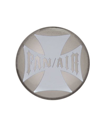 (BULK) GLOSSY MALTESE CROSS "FAN/AIR" STICKER - SILVER (BULK) GLOSSY MALTESE CROSS "FAN/AIR" STICKER - SILVER