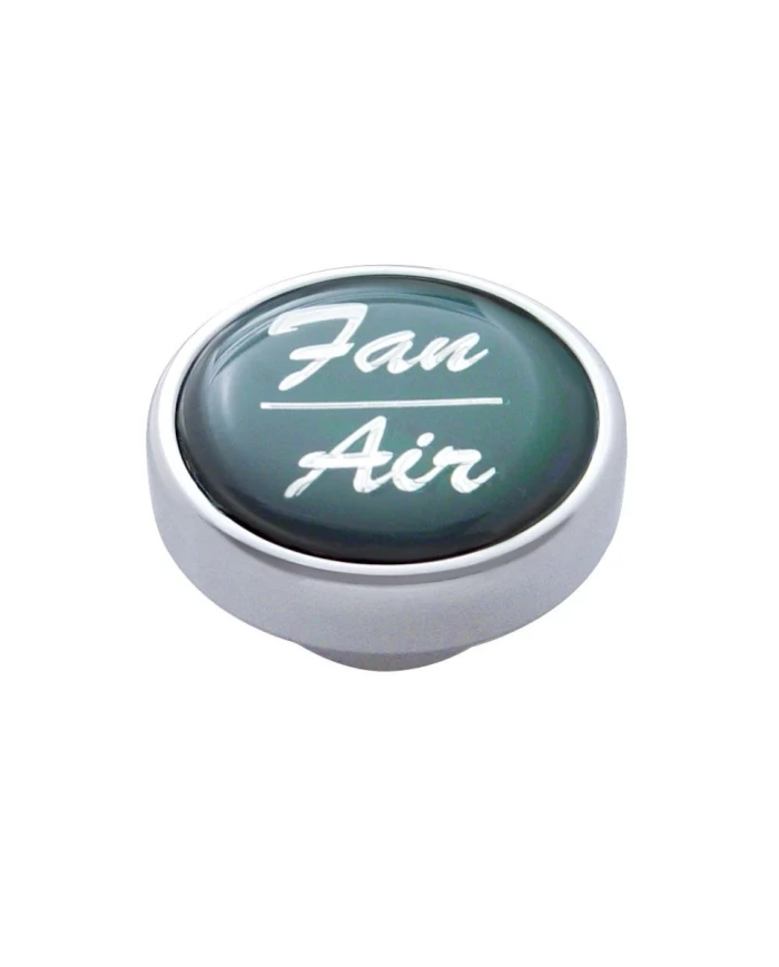 (CARD) CHROME DASH KNOB W/ GLOSSY "FAN/AIR" STICKER - GREEN