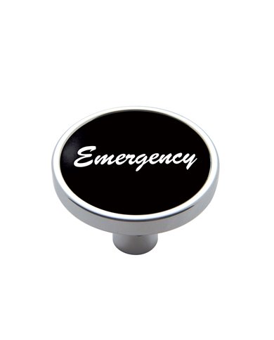 (CARD) CHROME SHORT PIN MOUNT AIR VALVE KNOB W/ ALUMINUM "EMERGENCY" STICKER - BLACK (CARD) CHROME SHORT PIN MOUNT AIR VALVE KNOB W/ ALUMINUM "EMERGENCY" STICKER - BLACK