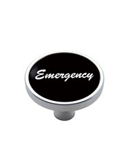 (CARD) CHROME SHORT PIN MOUNT AIR VALVE KNOB W/ ALUMINUM "EMERGENCY" STICKER - BLACK