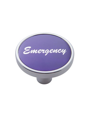 (CARD) CHROME SHORT PIN MOUNT AIR VALVE KNOB W/ ALUMINUM "EMERGENCY" STICKER - PURPLE (CARD) CHROME SHORT PIN MOUNT AIR VALVE KNOB W/ ALUMINUM "EMERGENCY" STICKER - PURPLE