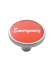 (CARD) CHROME SHORT PIN MOUNT AIR VALVE KNOB W/ ALUMINUM "EMERGENCY" STICKER - RED (CARD) CHROME SHORT PIN MOUNT AIR VALVE KNOB W/ ALUMINUM "EMERGENCY" STICKER - RED