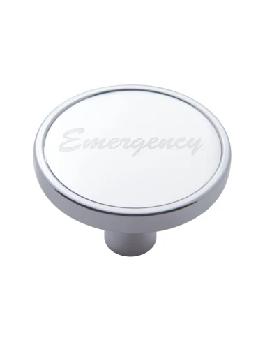 (CARD) CHROME SHORT PIN MOUNT AIR VALVE KNOB W/ ALUMINUM "EMERGENCY" STICKER - SILVER (CARD) CHROME SHORT PIN MOUNT AIR VALVE KNOB W/ ALUMINUM "EMERGENCY" STICKER - SILVER