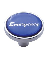 (CARD) CHROME SHORT PIN MOUNT AIR VALVE KNOB W/ GLOSSY "EMERGENCY" STICKER - BLUE (CARD) CHROME SHORT PIN MOUNT AIR VALVE KNOB W/ GLOSSY "EMERGENCY" STICKER - BLUE
