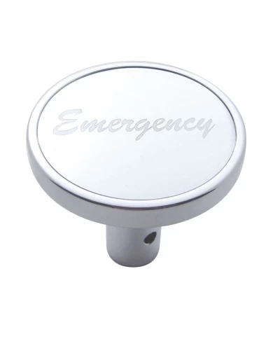 (CARD) CHROME LONG PIN MOUNT AIR VALVE KNOB W/ ALUMINUM "EMERGENCY" STICKER - SILVER (CARD) CHROME LONG PIN MOUNT AIR VALVE KNOB W/ ALUMINUM "EMERGENCY" STICKER - SILVER