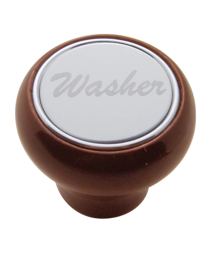 (CARD) WOOD DELUXE DASH KNOB W/ STAINLESS STEEL "WASHER" PLAQUE
