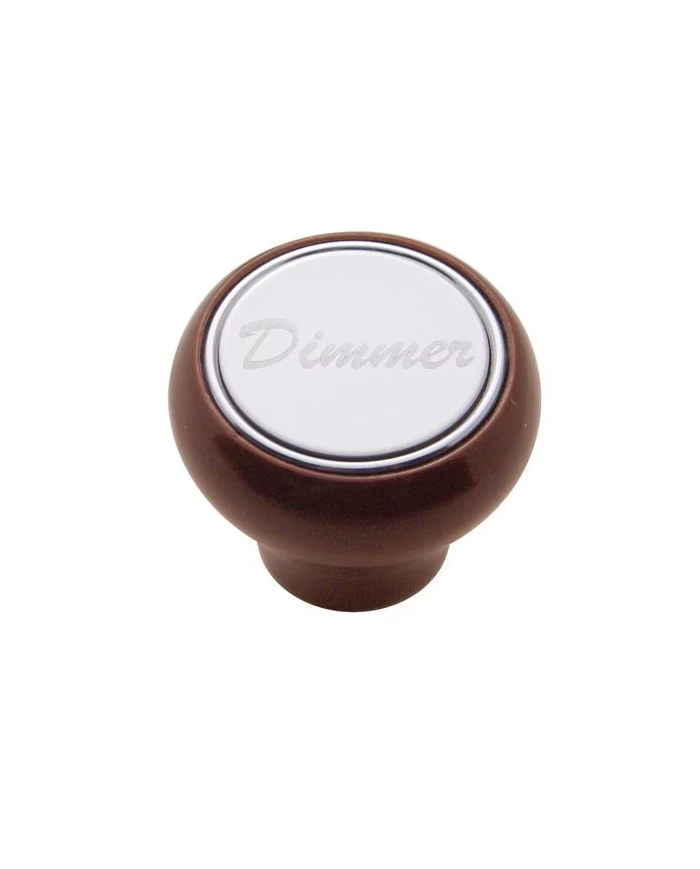 (CARD) WOOD DELUXE DASH KNOB W/ STAINLESS STEEL "DIMMER" PLAQUE (CARD) WOOD DELUXE DASH KNOB W/ STAINLESS STEEL "DIMMER" PLAQUE