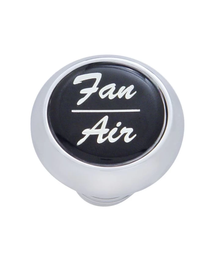 (CARD) CHROME DELUXE DASH KNOB W/ GLOSSY "FAN/AIR" STICKER - BLACK