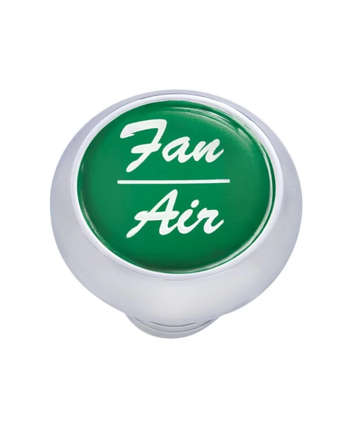 (CARD) CHROME DELUXE DASH KNOB W/ GLOSSY "FAN/AIR" STICKER - GREEN (CARD) CHROME DELUXE DASH KNOB W/ GLOSSY "FAN/AIR" STICKER - GREEN
