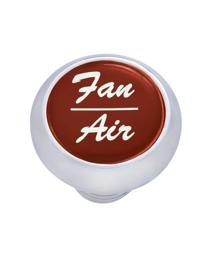 (CARD) CHROME DELUXE DASH KNOB W/ GLOSSY "FAN/AIR" STICKER - RED
