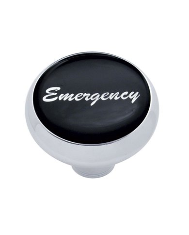 (CARD) CHROME DELUXE AIR VALVE KNOB W/ GLOSSY "EMERGENCY" STICKER - BLACK (CARD) CHROME DELUXE AIR VALVE KNOB W/ GLOSSY "EMERGENCY" STICKER - BLACK