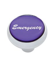 (CARD) CHROME DELUXE AIR VALVE KNOB W/ GLOSSY "EMERGENCY" STICKER - PURPLE