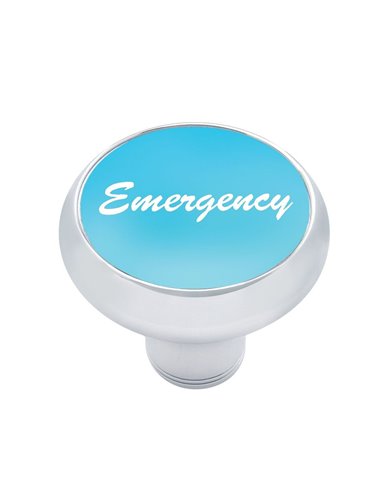 (CARD) CHROME DELUXE AIR VALVE KNOB W/ ALUMINUM "EMERGENCY" STICKER - BLUE (CARD) CHROME DELUXE AIR VALVE KNOB W/ ALUMINUM "EMERGENCY" STICKER - BLUE