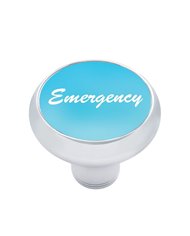 (CARD) CHROME DELUXE AIR VALVE KNOB W/ ALUMINUM "EMERGENCY" STICKER - BLUE