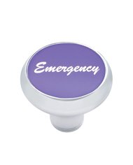 (CARD) CHROME DELUXE AIR VALVE KNOB W/ ALUMINUM "EMERGENCY" STICKER - PURPLE